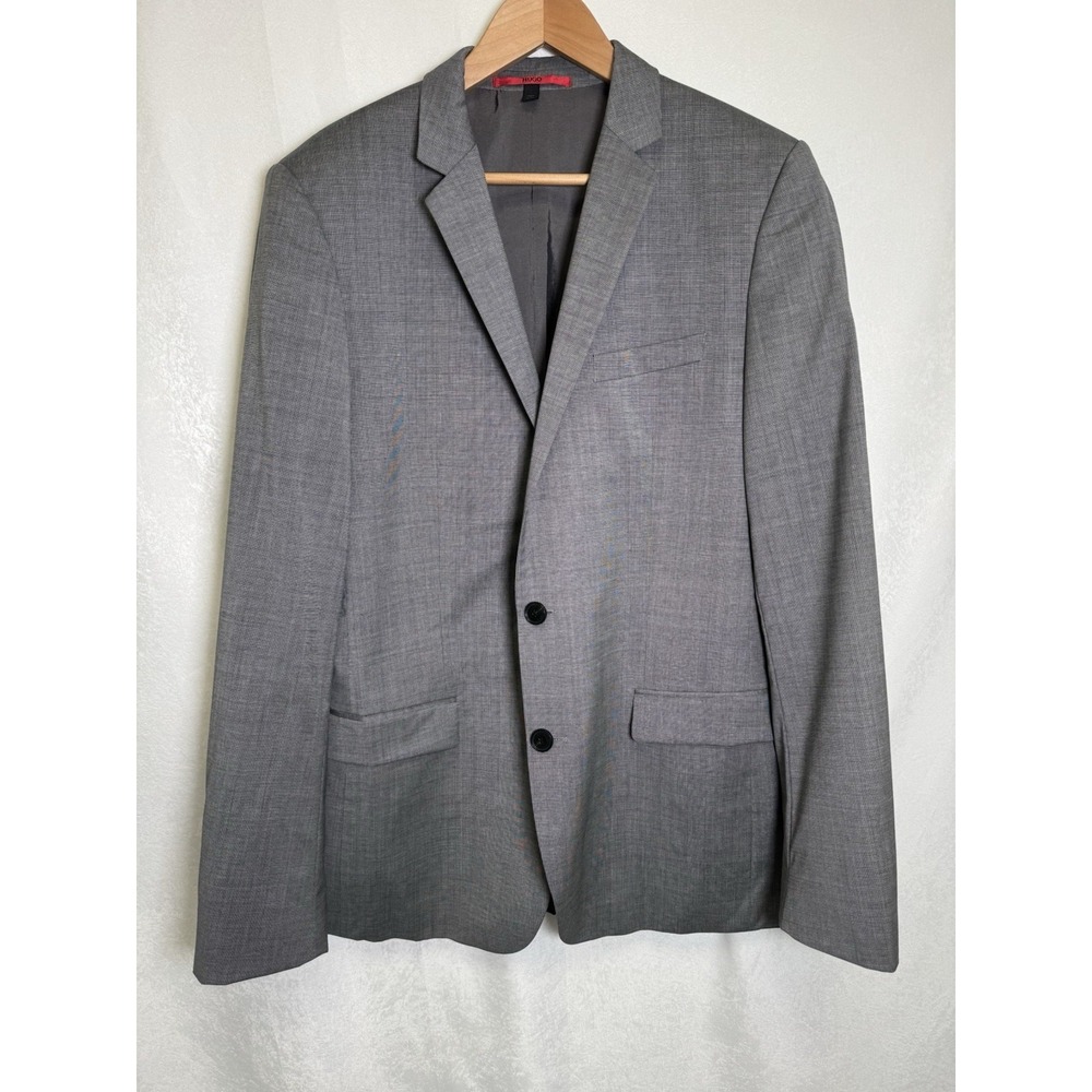 Hugo by Hugo Boss Men's 40R Modern-Fit‎ Solid Gray Suit Separate Jacket